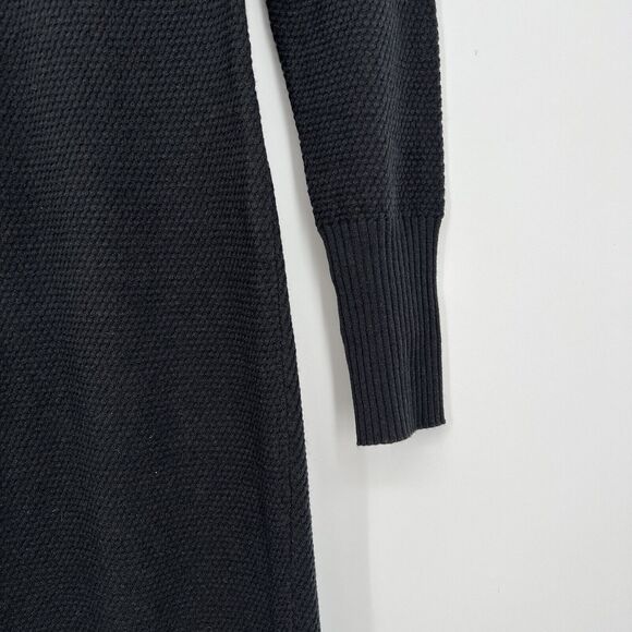 prAna Figaro Sweater Dress S Black Stretch Midi Spring Side Slit Stretch - Picture 4 of 11